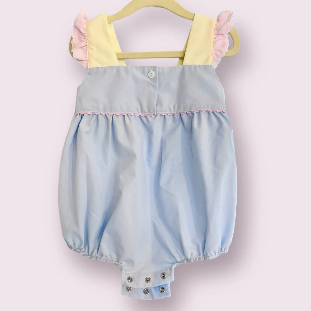 Bridget Monogrammed Embroidered Colorblock Bubble, Sweet Dreams, Classic Whimsy